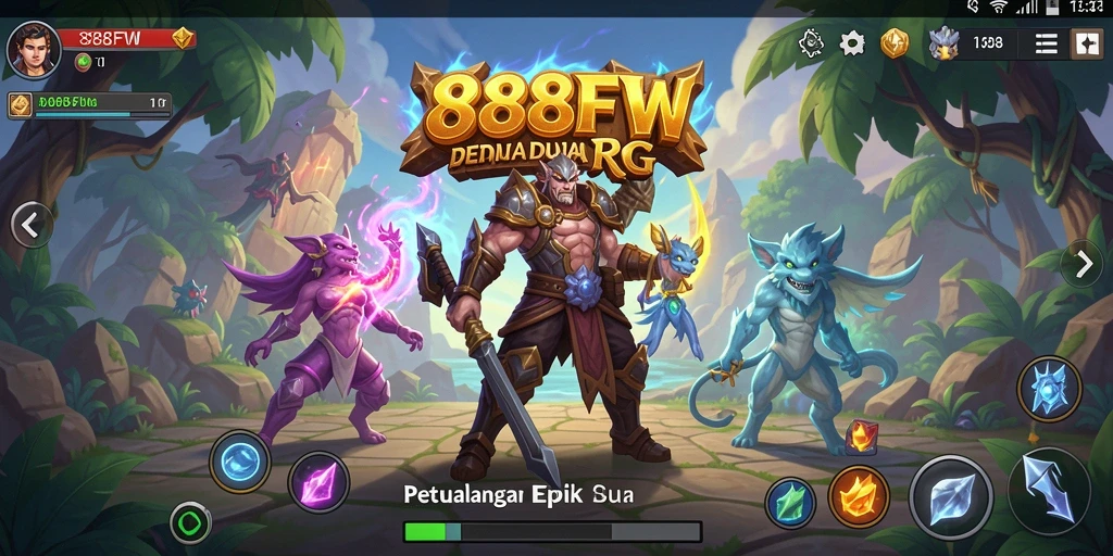 Tangkapan layar menunjukkan aksi pertempuran seru dalam <strong>888FW</strong> dengan karakter yang berjuang melawan monster.