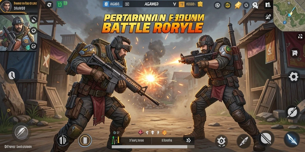 Screenshot AGAM69 menunjukkan aksi menegangkan di arena Battle Royale.