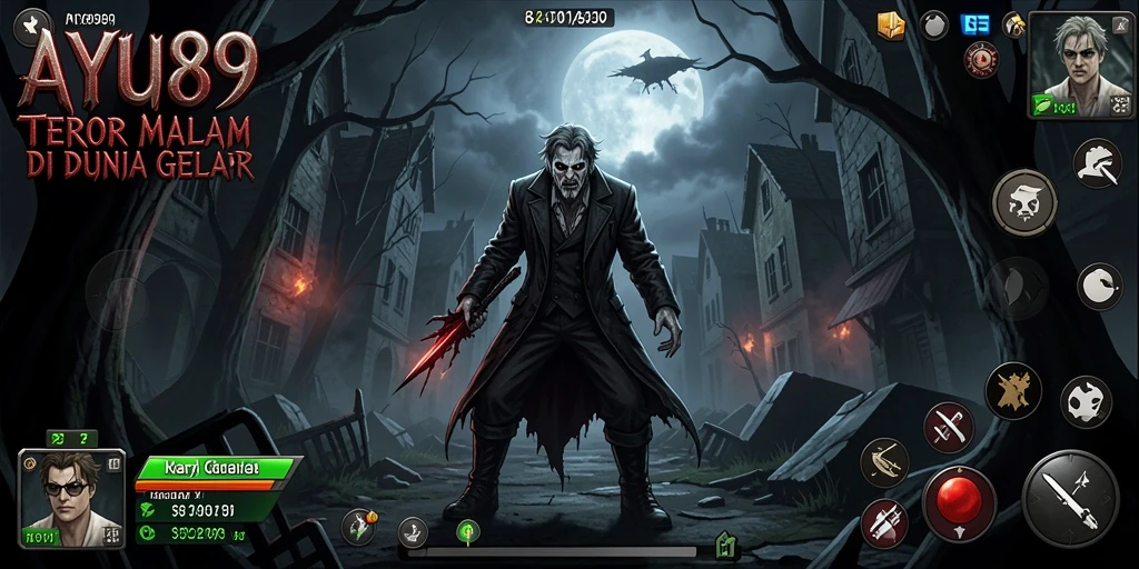 Tampilan gameplay menegangkan dengan suasana kelam dan misterius.