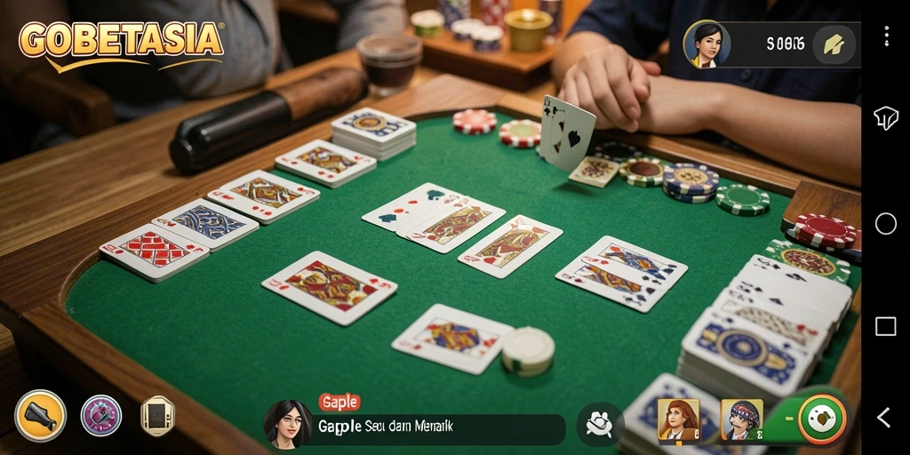 Tampilan menarik dari gameplay Gaple di GOBETASIA.