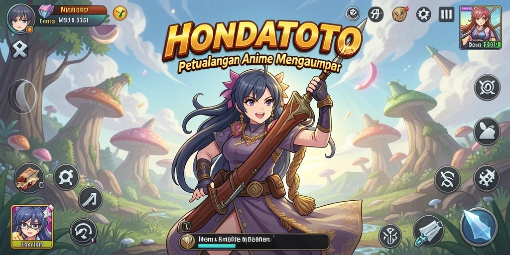 Screenshot HONDATOTO menampilkan aksi karakter Anime di dunia yang menawan.