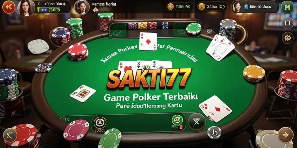 Screenshot utama SAKTI77 menampilkan antarmuka permainan Poker yang menarik.