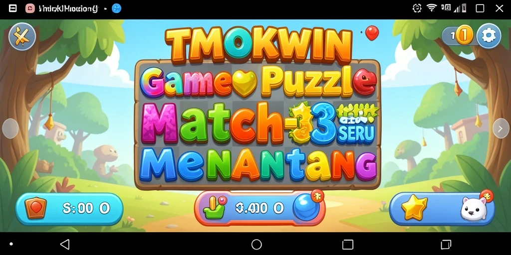 Tangkapan layar gameplay Match-3 TMOKWIN yang seru dan penuh warna.