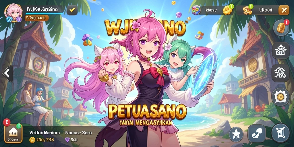 Screenshot WJKASINO menunjukkan petualangan seru dengan karakter anime yang menarik.